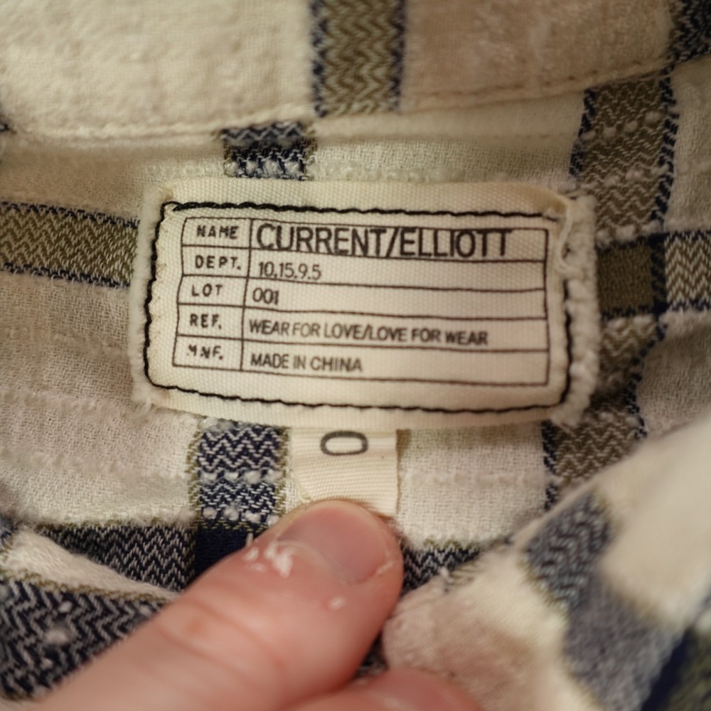 Current/Elliott Shirt Womens Size XS (0) Multicolor Plaid Button Pocket - Picture 3 of 10